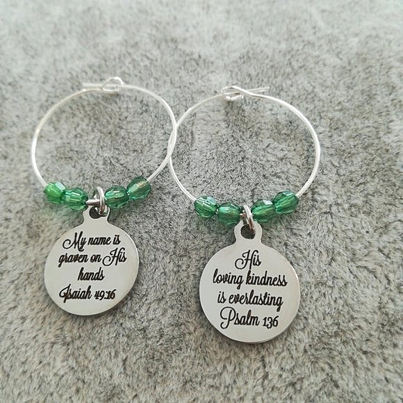 Christian Bible Verse Scripture Hoop Earrings - Picture 2 of 2